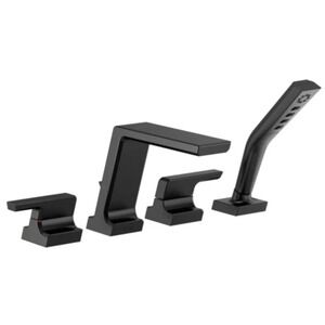 Delta T4799-BL Pivotal 2-Handle Roman Tub Trim Kit Matte Black w/ Hand Shower